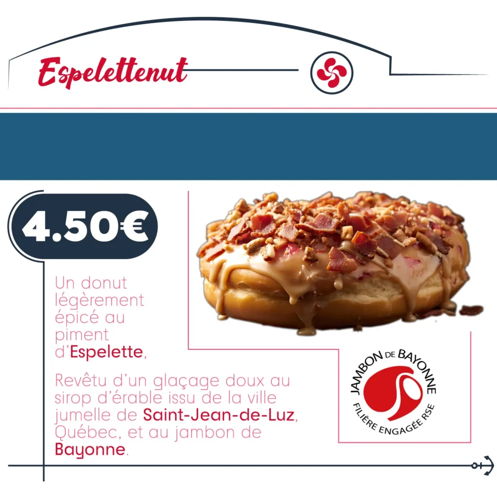 donuts au piment d'Espelette, sirop d'érable jambon de Bayonne